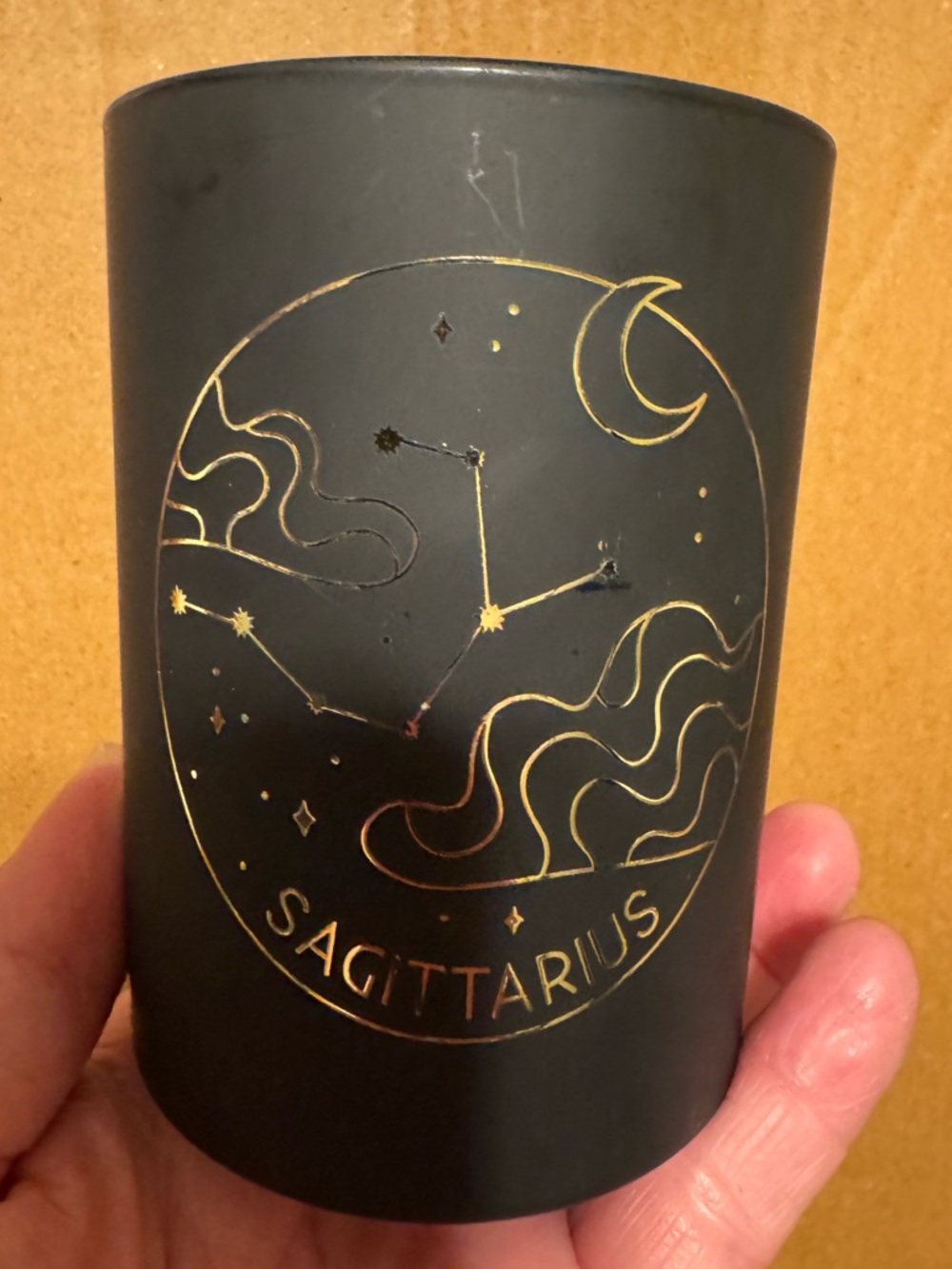 Sonoma Black and Gold Sagittarius Candle Holder